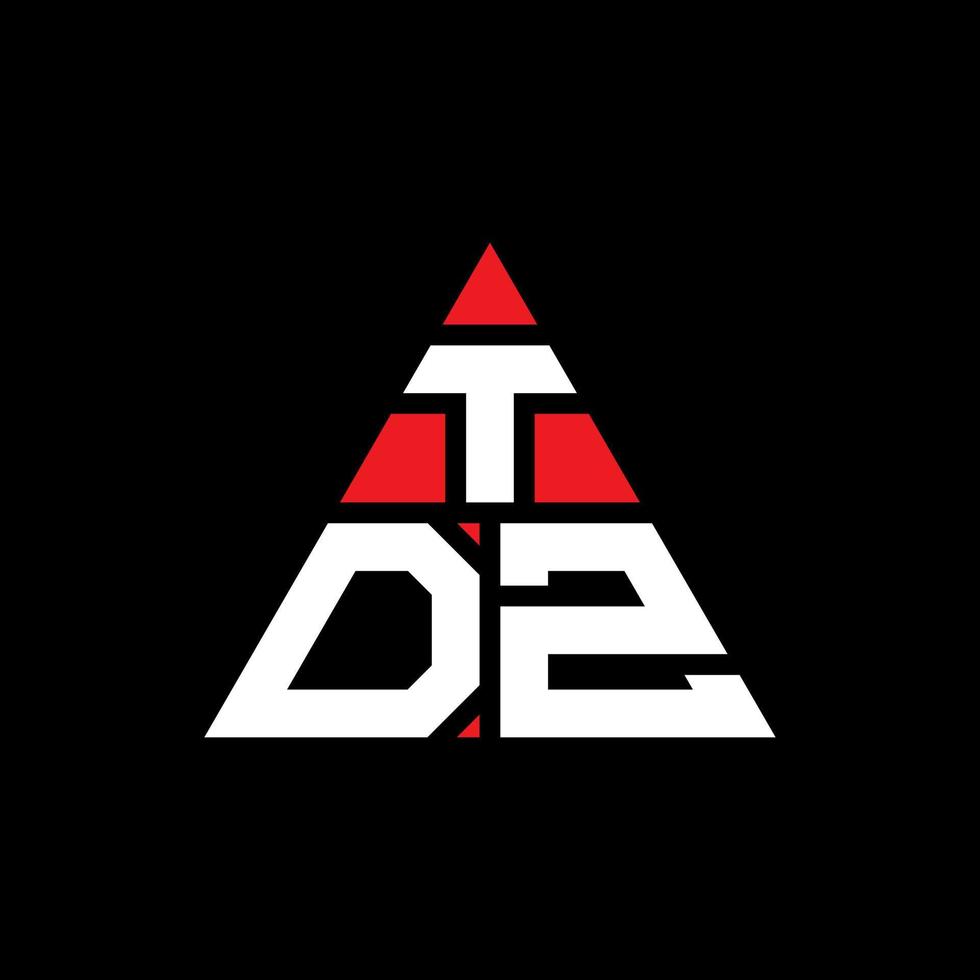 TDZ triangle letter logo design with triangle shape. TDZ triangle logo design monogram. TDZ triangle vector logo template with red color. TDZ triangular logo Simple, Elegant, and Luxurious Logo.