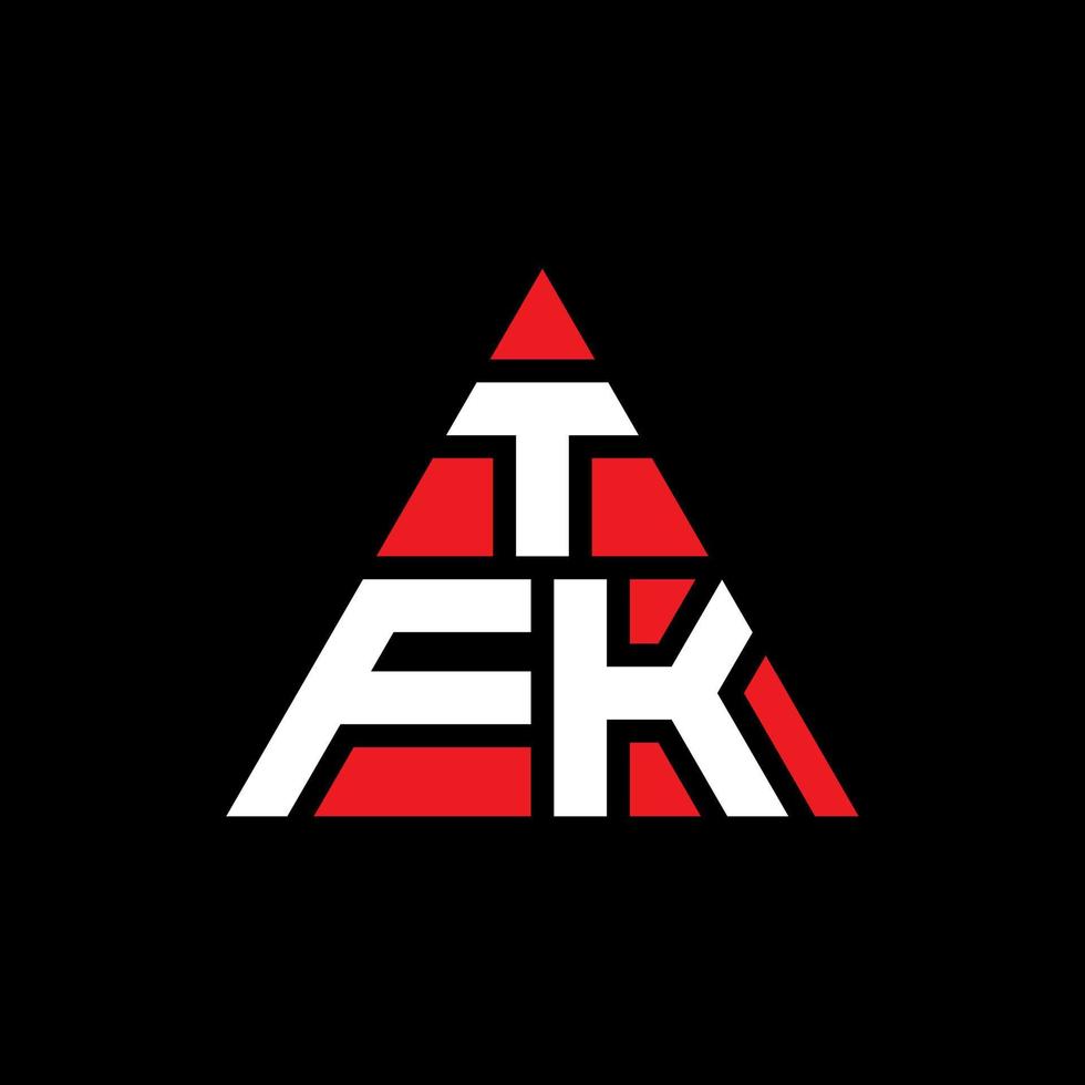 TFK triangle letter logo design with triangle shape. TFK triangle logo design monogram. TFK triangle vector logo template with red color. TFK triangular logo Simple, Elegant, and Luxurious Logo.