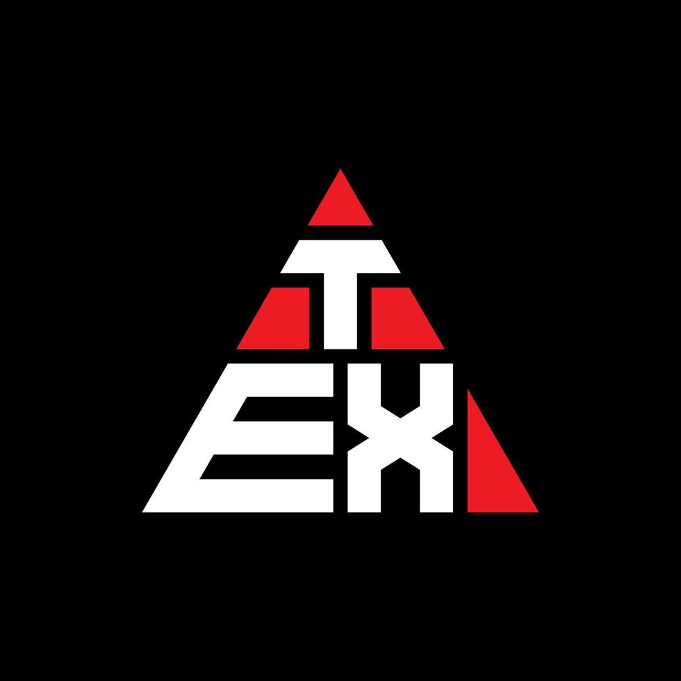 TEX triangle letter logo design with triangle shape. TEX triangle logo design monogram. TEX triangle vector logo template with red color. TEX triangular logo Simple, Elegant, and Luxurious Logo.