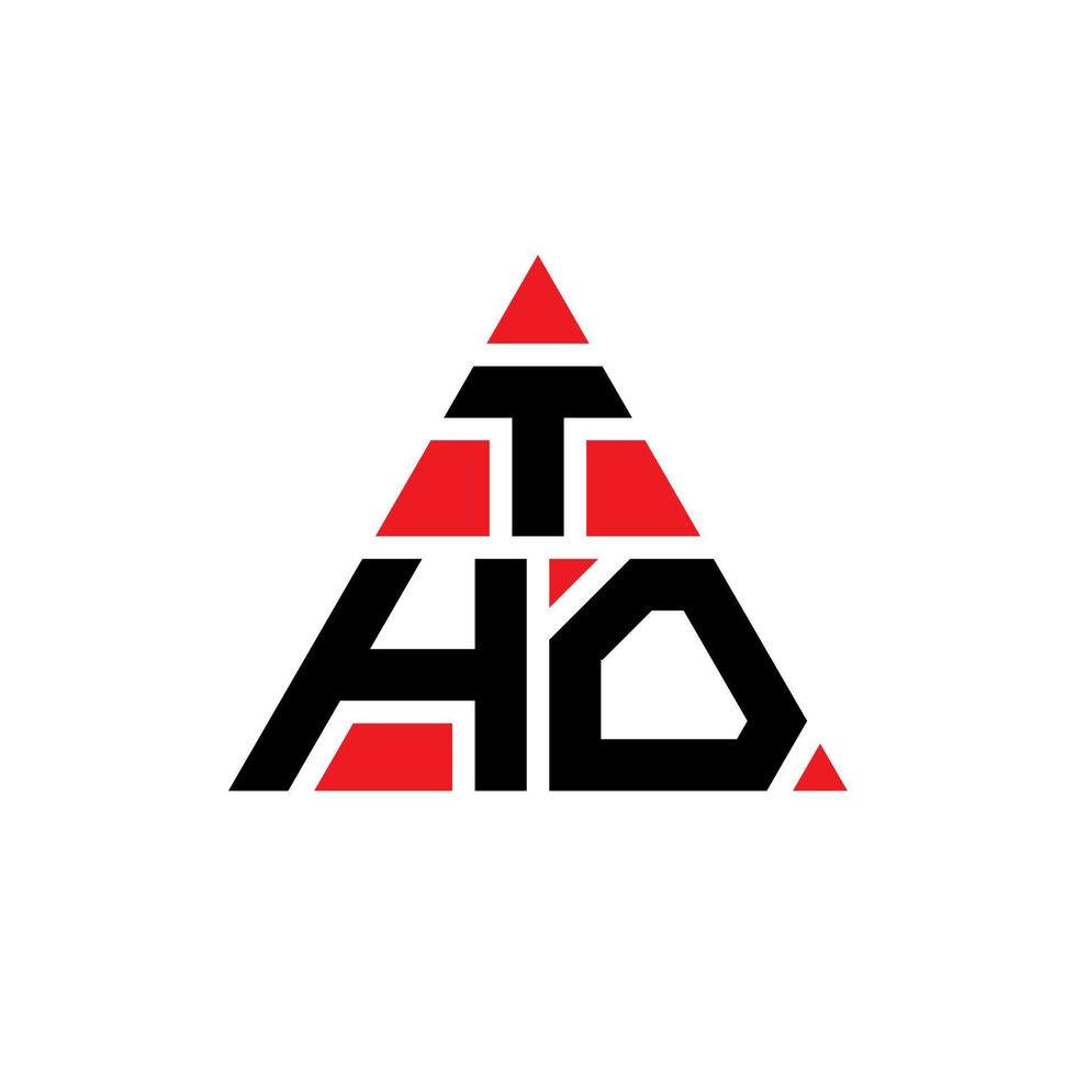 THO triangle letter logo design with triangle shape. THO triangle logo design monogram. THO triangle vector logo template with red color. THO triangular logo Simple, Elegant, and Luxurious Logo.
