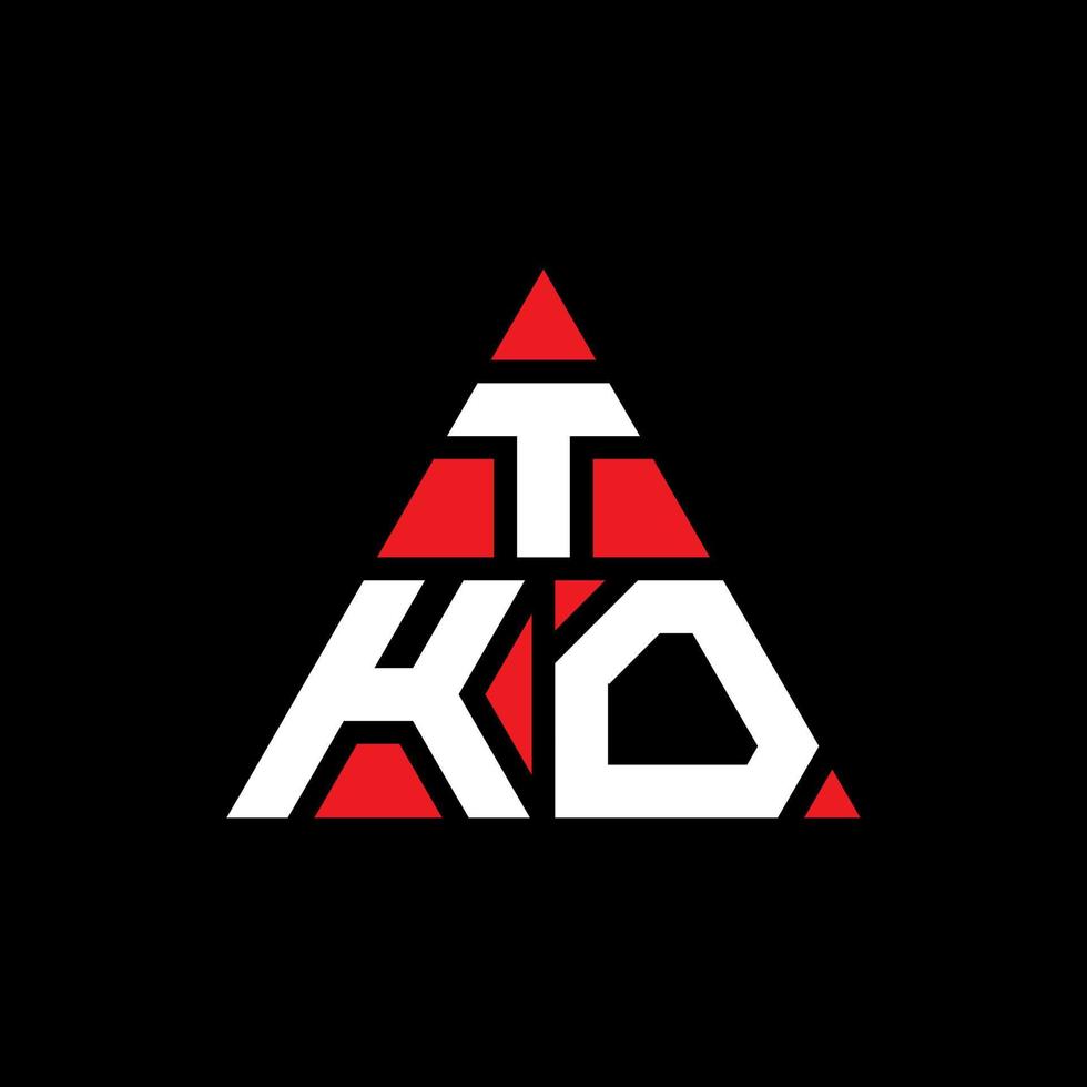 TKO triangle letter logo design with triangle shape. TKO triangle logo design monogram. TKO triangle vector logo template with red color. TKO triangular logo Simple, Elegant, and Luxurious Logo.