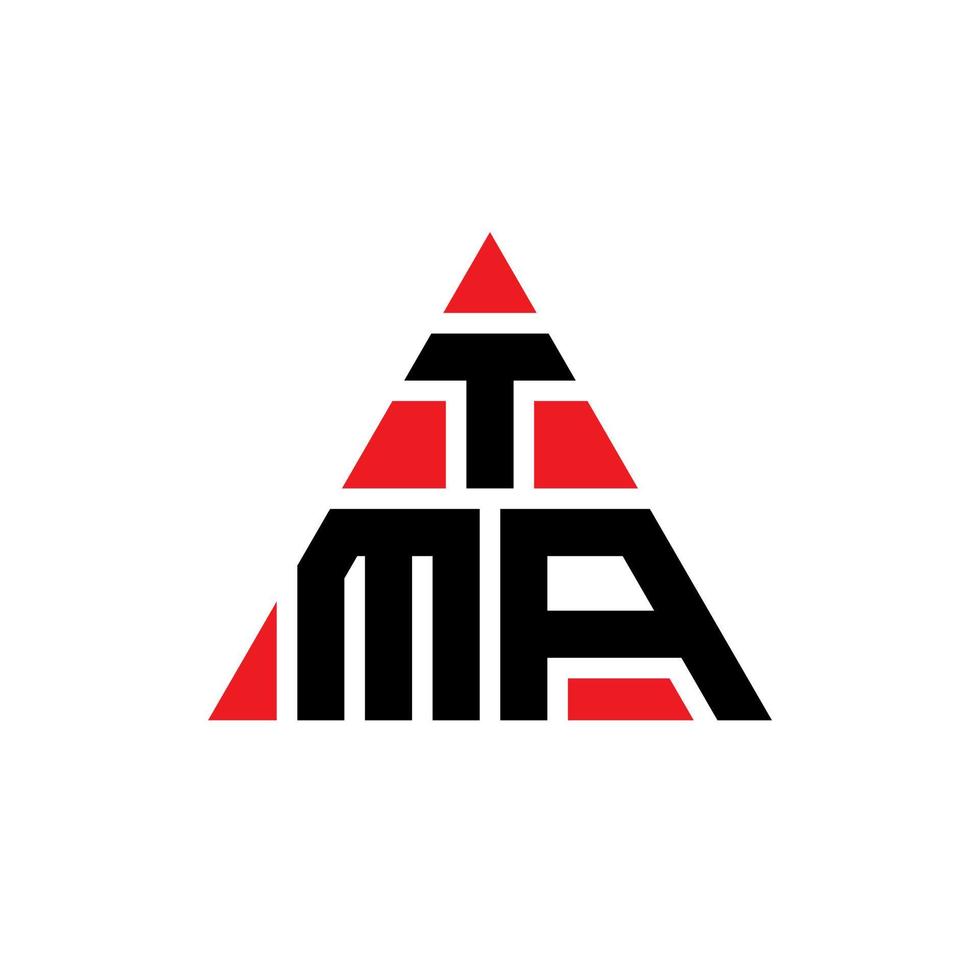 diseño de logotipo de letra triangular tma con forma de triángulo. monograma de diseño de logotipo de triángulo tma. plantilla de logotipo de vector de triángulo tma con color rojo. logotipo triangular tma logotipo simple, elegante y lujoso.