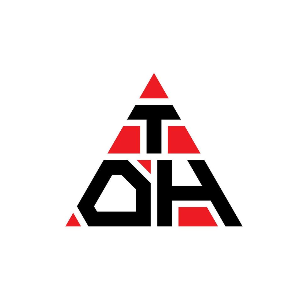 TOH triangle letter logo design with triangle shape. TOH triangle logo design monogram. TOH triangle vector logo template with red color. TOH triangular logo Simple, Elegant, and Luxurious Logo.