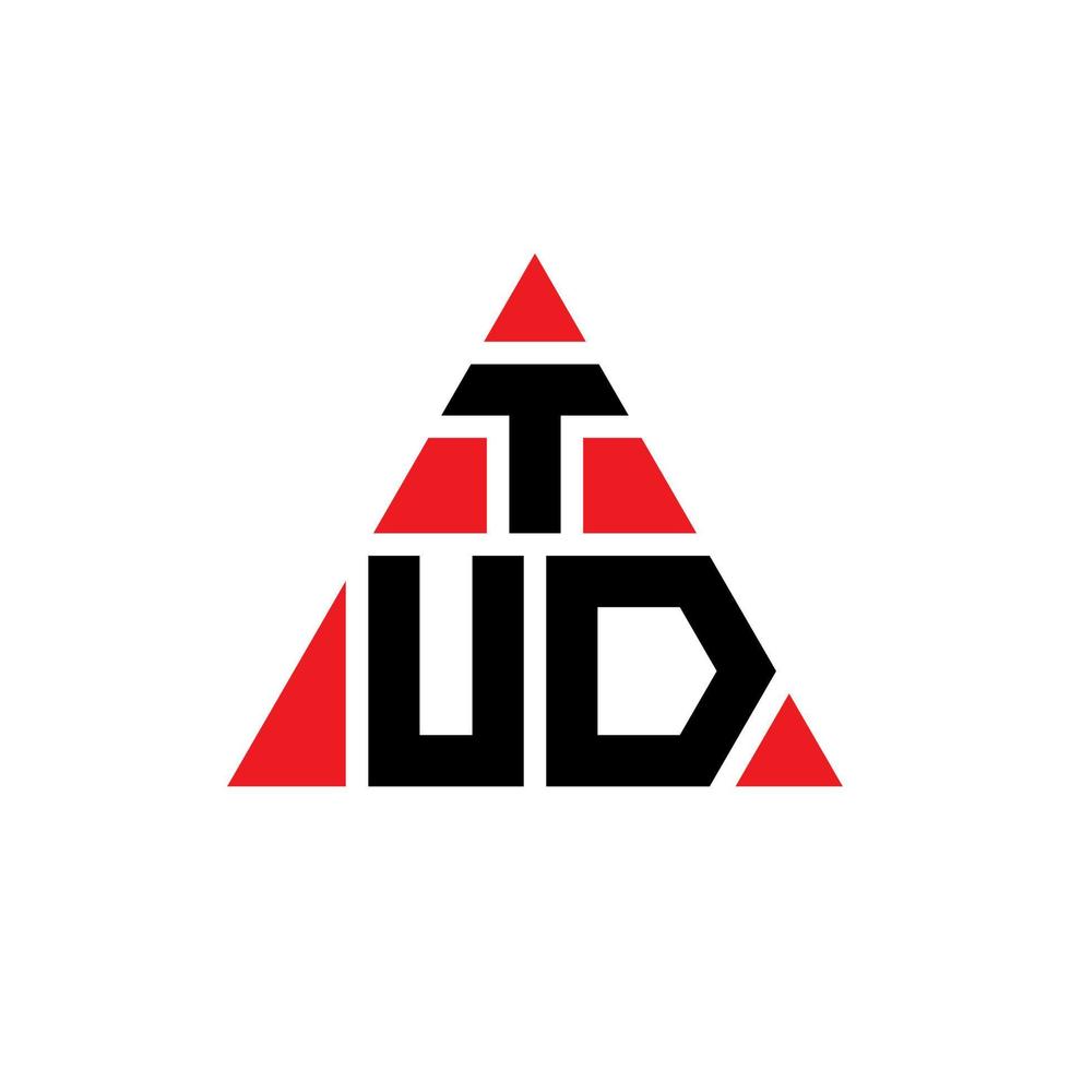 diseño de logotipo de letra de triángulo tud con forma de triángulo. monograma de diseño de logotipo de triángulo tud. plantilla de logotipo de vector de triángulo tud con color rojo. logo triangular tud logo simple, elegante y lujoso.