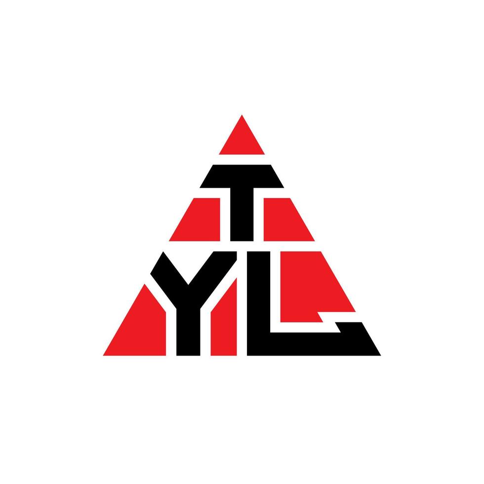 TYL triangle letter logo design with triangle shape. TYL triangle logo design monogram. TYL triangle vector logo template with red color. TYL triangular logo Simple, Elegant, and Luxurious Logo.