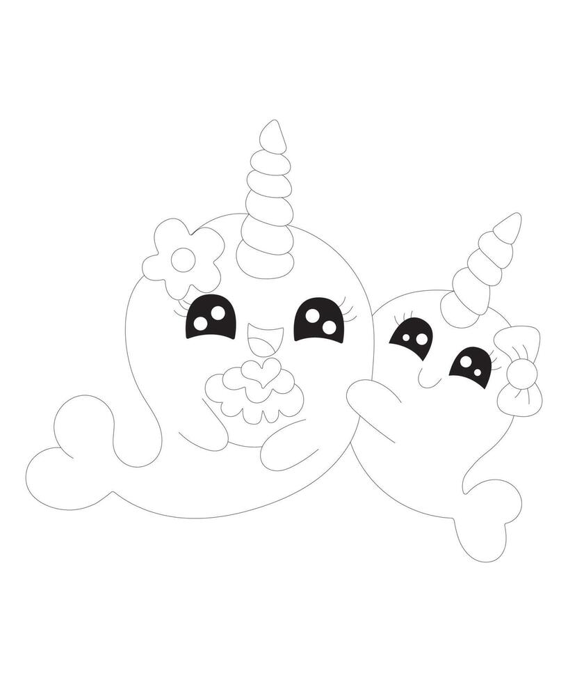 Cute baby dolphin kids coloring page 9626808 Vector Art at Vecteezy