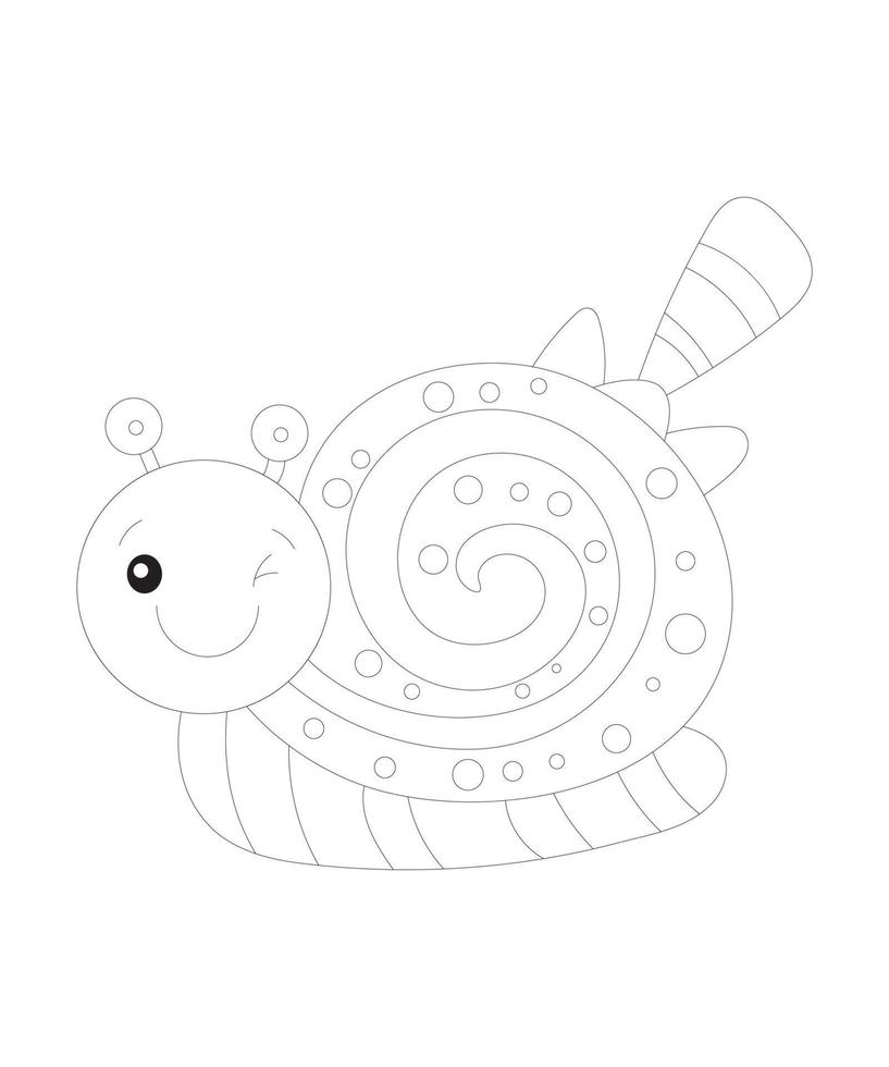 Cute baby snail kids coloring page vector