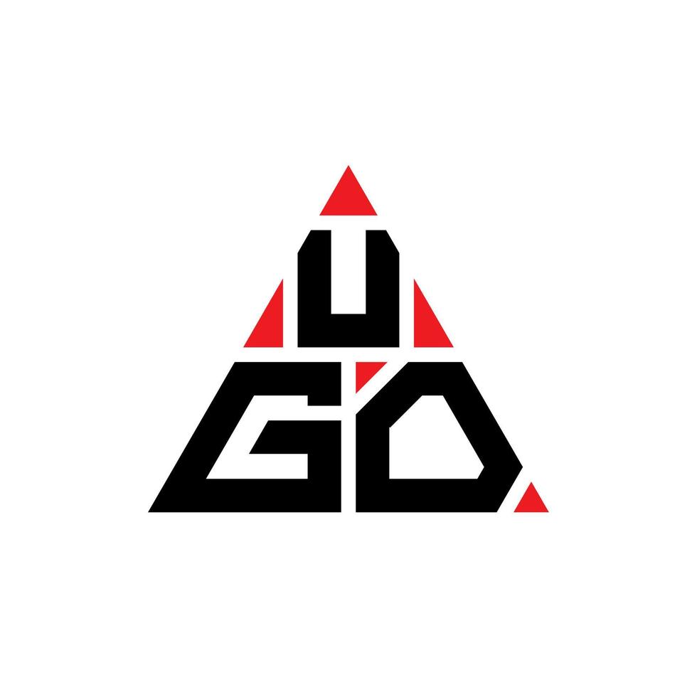 UGO triangle letter logo design with triangle shape. UGO triangle logo design monogram. UGO triangle vector logo template with red color. UGO triangular logo Simple, Elegant, and Luxurious Logo.