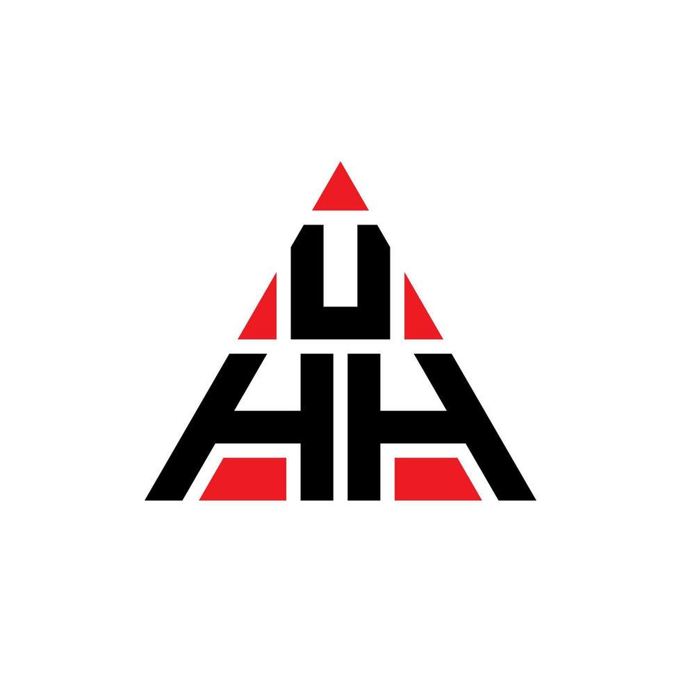 UHH triangle letter logo design with triangle shape. UHH triangle logo design monogram. UHH triangle vector logo template with red color. UHH triangular logo Simple, Elegant, and Luxurious Logo.