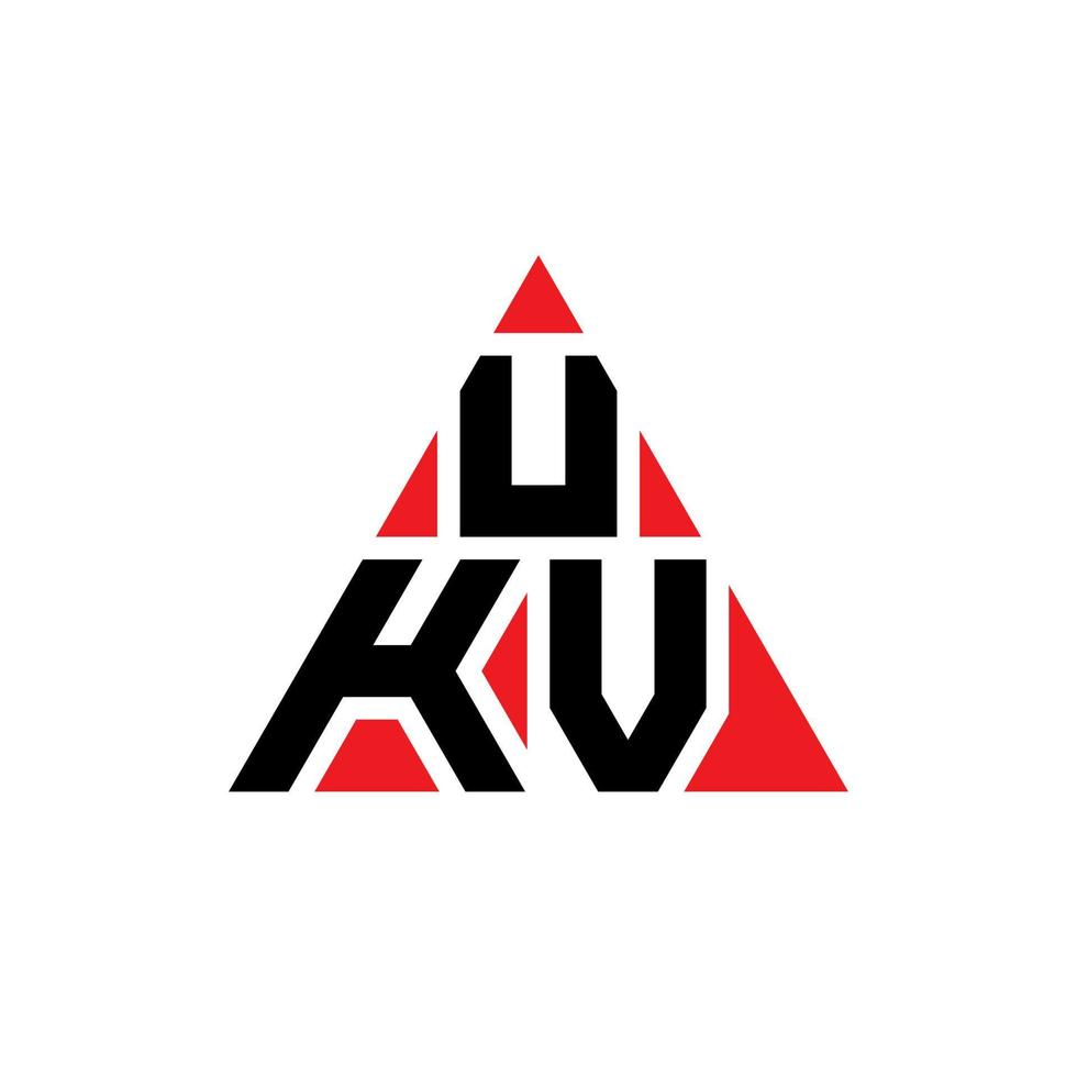 diseño de logotipo de letra triangular ukv con forma de triángulo. monograma de diseño del logotipo del triángulo ukv. plantilla de logotipo de vector de triángulo ukv con color rojo. logotipo triangular ukv logotipo simple, elegante y lujoso.