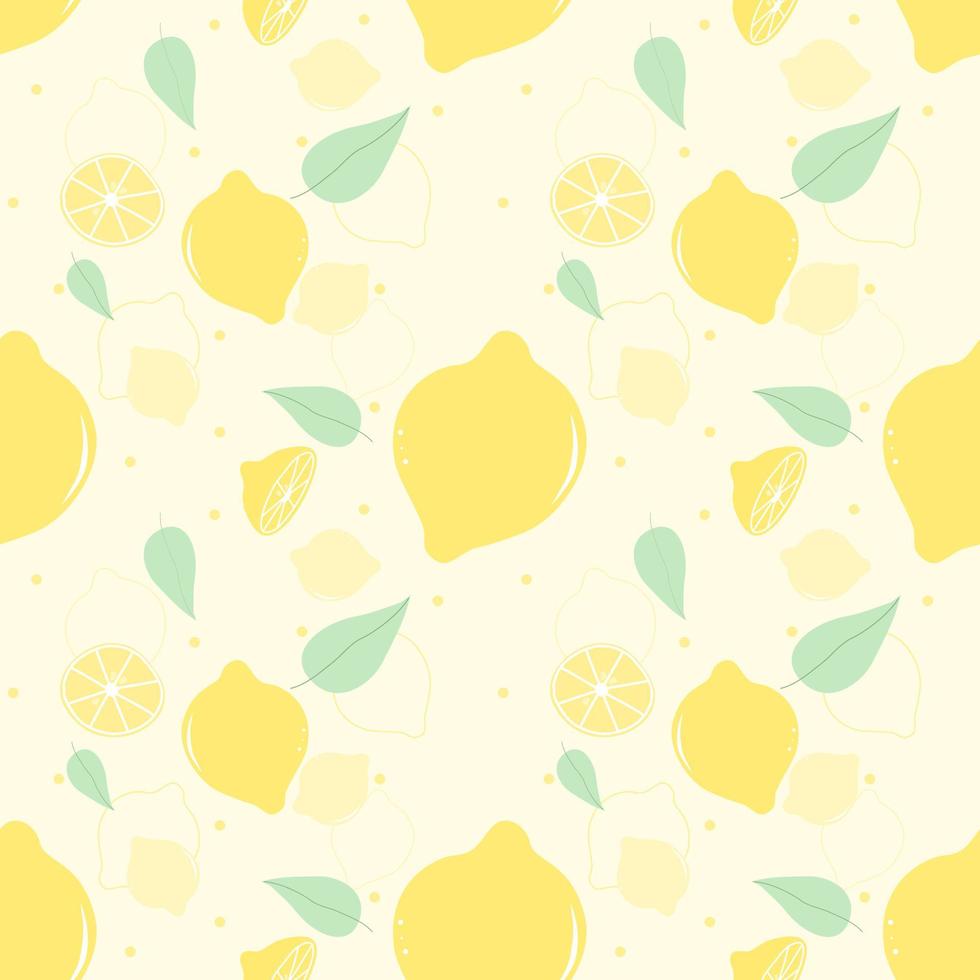 Seamless pattern of lemon and leaves vector