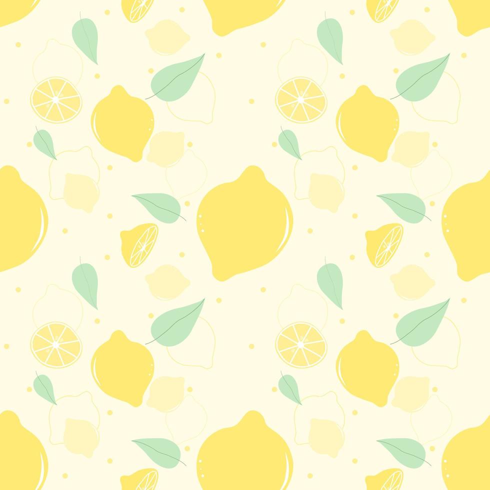 Seamless pattern of lemon and leaves vector