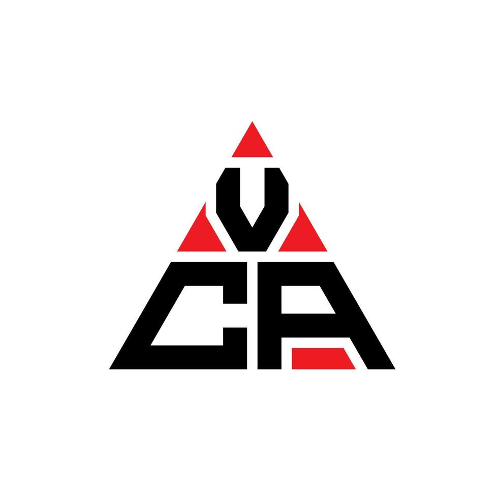 diseño de logotipo de letra triangular vca con forma de triángulo. monograma de diseño de logotipo de triángulo vca. plantilla de logotipo de vector de triángulo vca con color rojo. logotipo triangular vca logotipo simple, elegante y lujoso.