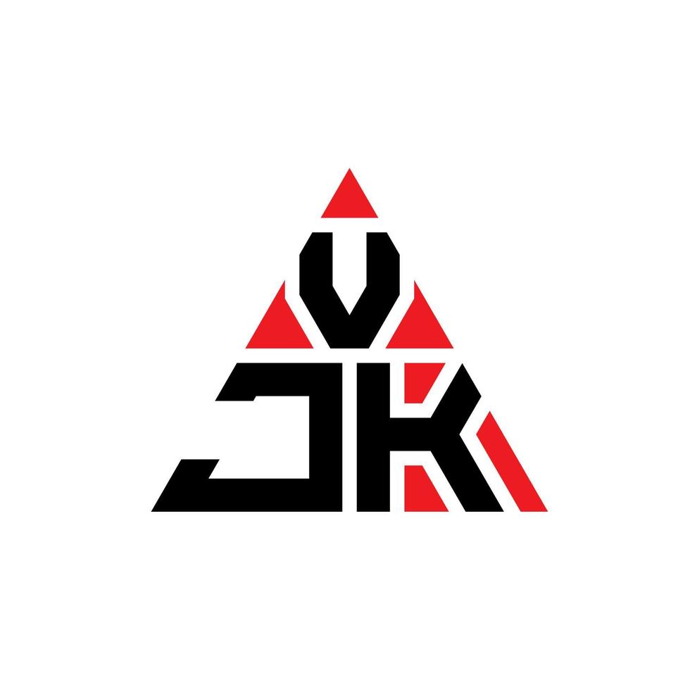 Diseño de logotipo de letra triangular vjk con forma de triángulo. monograma de diseño del logotipo del triángulo vjk. plantilla de logotipo de vector de triángulo vjk con color rojo. logotipo triangular vjk logotipo simple, elegante y lujoso.