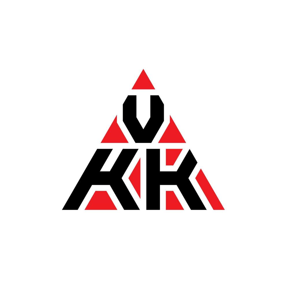 Diseño de logotipo de letra triangular vkk con forma de triángulo. monograma de diseño de logotipo de triángulo vkk. plantilla de logotipo de vector de triángulo vkk con color rojo. logotipo triangular vkk logotipo simple, elegante y lujoso.