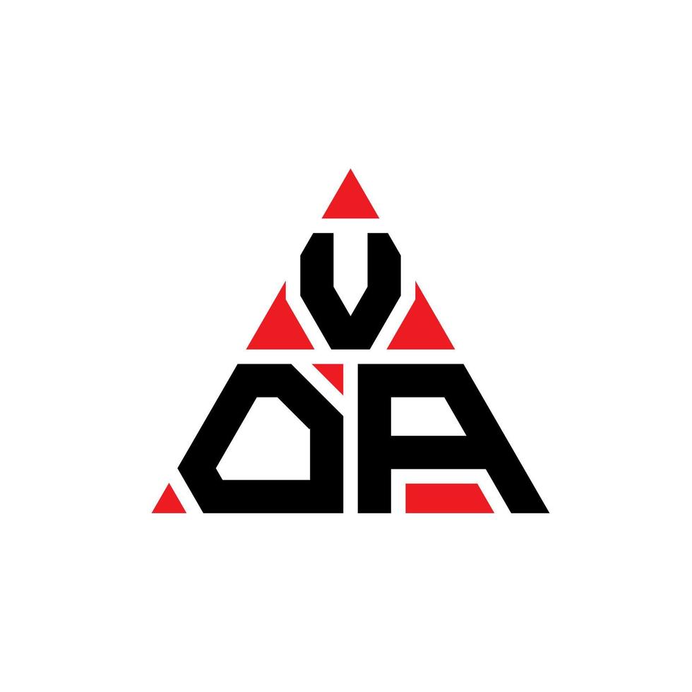VOA triangle letter logo design with triangle shape. VOA triangle logo design monogram. VOA triangle vector logo template with red color. VOA triangular logo Simple, Elegant, and Luxurious Logo.