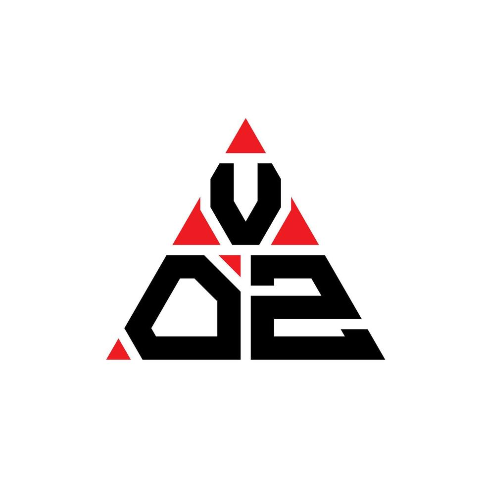 VOZ triangle letter logo design with triangle shape. VOZ triangle logo design monogram. VOZ triangle vector logo template with red color. VOZ triangular logo Simple, Elegant, and Luxurious Logo.