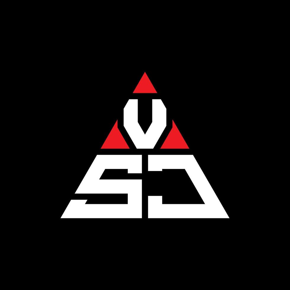 diseño de logotipo de letra triangular vsj con forma de triángulo. monograma de diseño del logotipo del triángulo vsj. plantilla de logotipo de vector de triángulo vsj con color rojo. logo triangular vsj logo simple, elegante y lujoso.