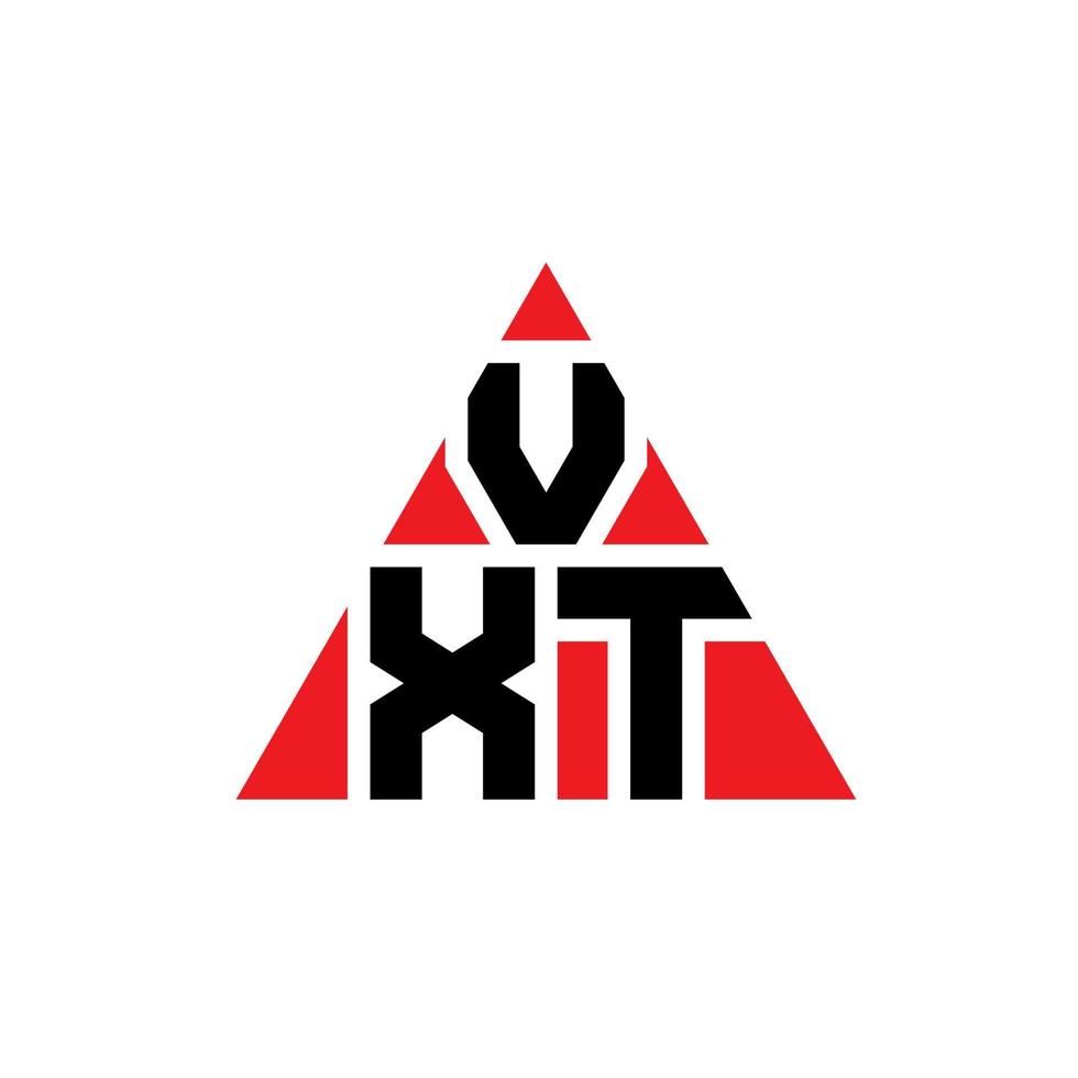 VXT triangle letter logo design with triangle shape. VXT triangle logo design monogram. VXT triangle vector logo template with red color. VXT triangular logo Simple, Elegant, and Luxurious Logo.