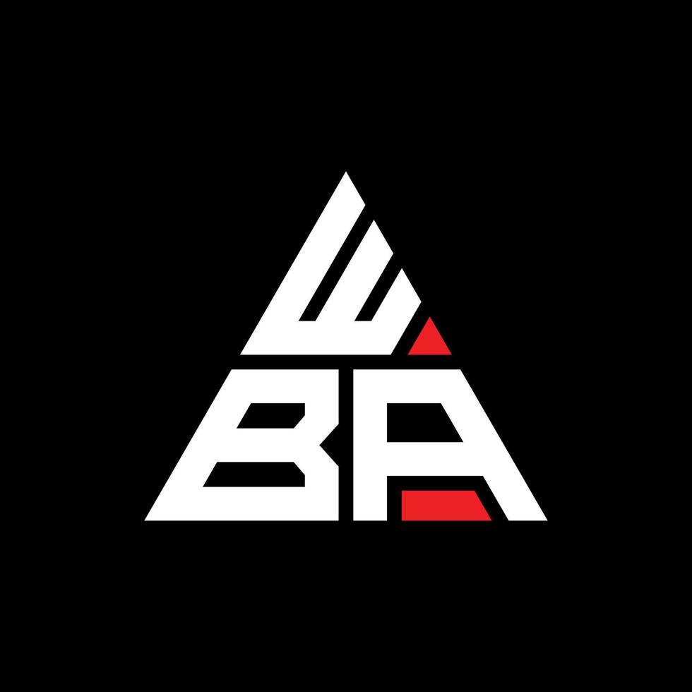 WBA triangle letter logo design with triangle shape. WBA triangle logo design monogram. WBA triangle vector logo template with red color. WBA triangular logo Simple, Elegant, and Luxurious Logo. WBA