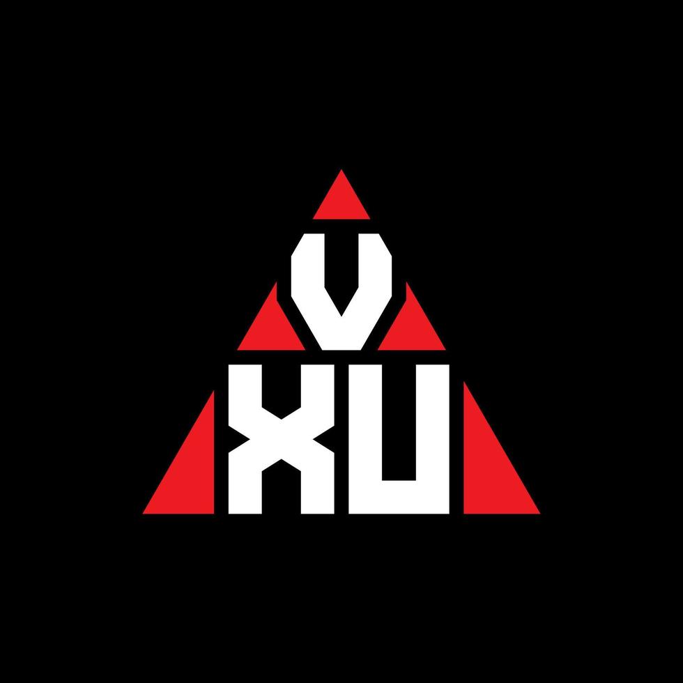 VXU triangle letter logo design with triangle shape. VXU triangle logo design monogram. VXU triangle vector logo template with red color. VXU triangular logo Simple, Elegant, and Luxurious Logo.