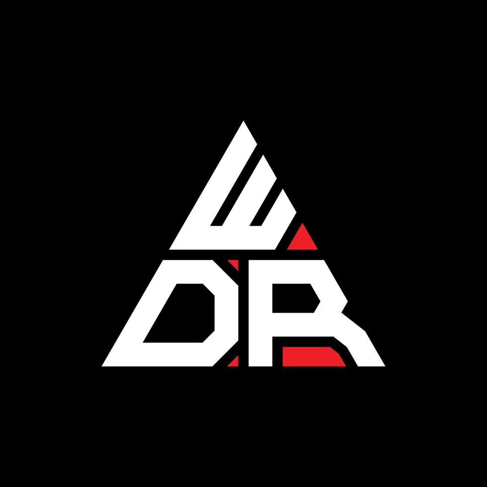 WDR triangle letter logo design with triangle shape. WDR triangle logo design monogram. WDR triangle vector logo template with red color. WDR triangular logo Simple, Elegant, and Luxurious Logo. WDR
