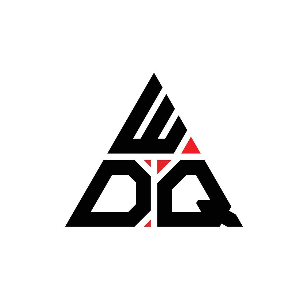 WDQ triangle letter logo design with triangle shape. WDQ triangle logo design monogram. WDQ triangle vector logo template with red color. WDQ triangular logo Simple, Elegant, and Luxurious Logo. WDQ