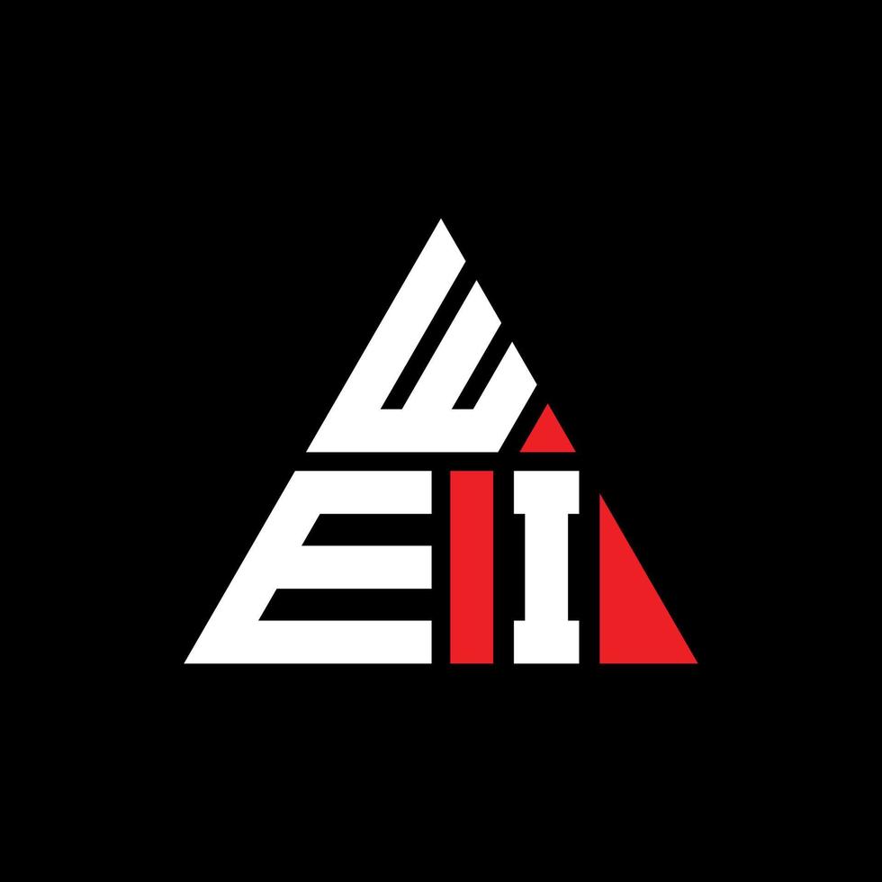 WEI triangle letter logo design with triangle shape. WEI triangle logo design monogram. WEI triangle vector logo template with red color. WEI triangular logo Simple, Elegant, and Luxurious Logo. WEI