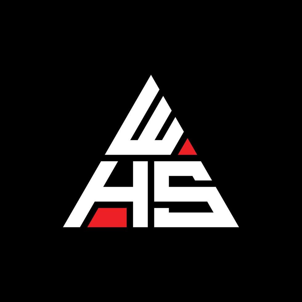WHS triangle letter logo design with triangle shape. WHS triangle logo design monogram. WHS triangle vector logo template with red color. WHS triangular logo Simple, Elegant, and Luxurious Logo. WHS