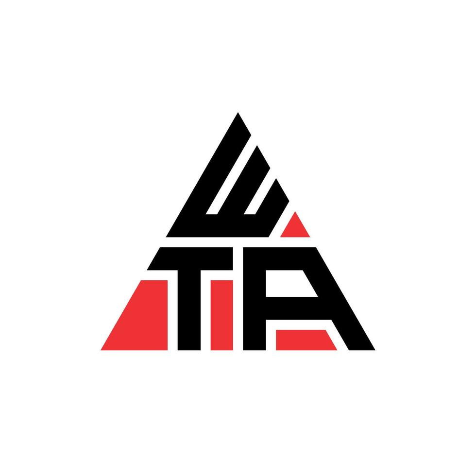 diseño de logotipo de letra de triángulo wta con forma de triángulo. monograma de diseño de logotipo de triángulo wta. plantilla de logotipo de vector de triángulo wta con color rojo. logo triangular wta logo simple, elegante y lujoso.