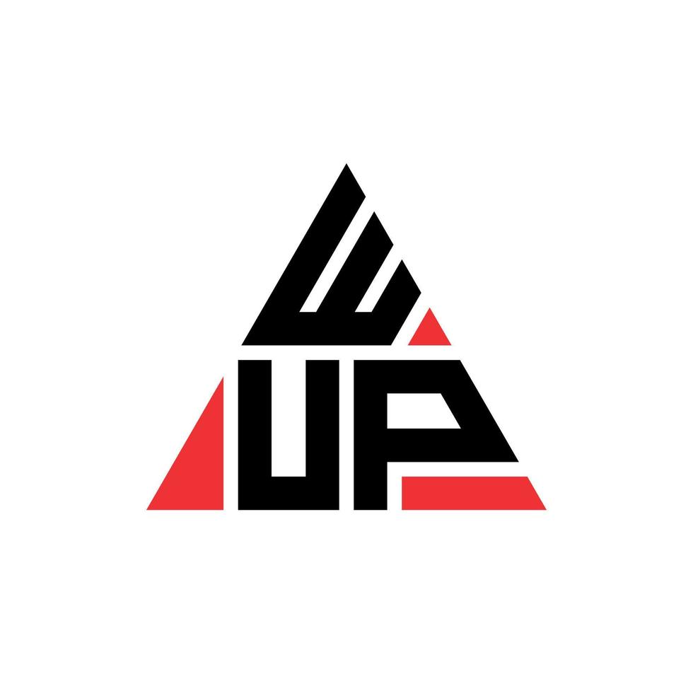 diseño de logotipo de letra triangular wup con forma de triángulo. monograma de diseño del logotipo del triángulo wup. plantilla de logotipo de vector de triángulo wup con color rojo. logo triangular wup logo simple, elegante y lujoso.