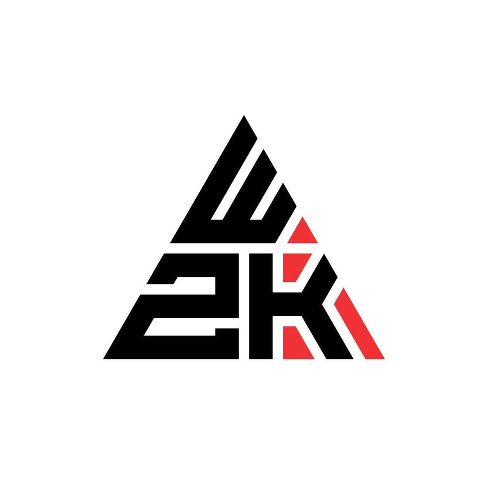 diseño de logotipo de letra triangular wzk con forma de triángulo. monograma de diseño del logotipo del triángulo wzk. plantilla de logotipo de vector de triángulo wzk con color rojo. logo triangular wzk logo simple, elegante y lujoso.