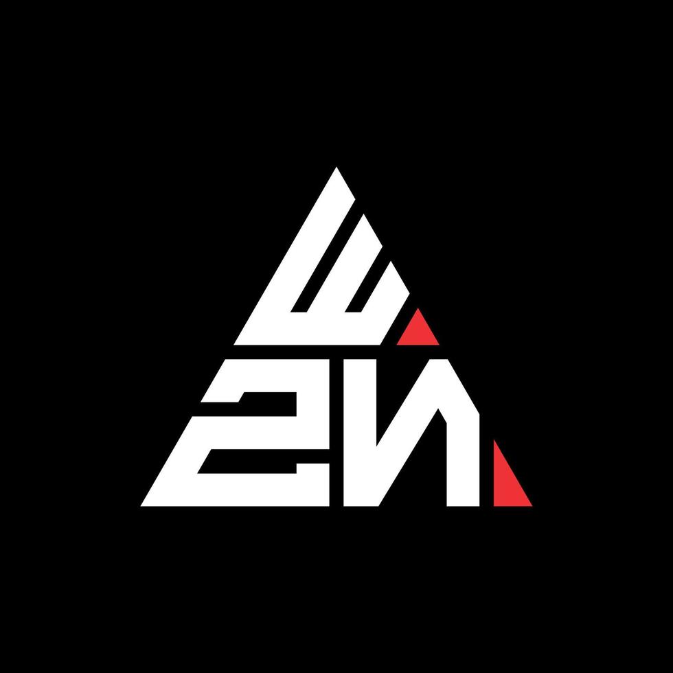 WZN triangle letter logo design with triangle shape. WZN triangle logo design monogram. WZN triangle vector logo template with red color. WZN triangular logo Simple, Elegant, and Luxurious Logo.