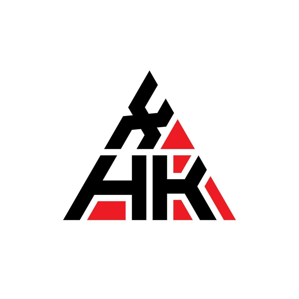 XHK triangle letter logo design with triangle shape. XHK triangle logo design monogram. XHK triangle vector logo template with red color. XHK triangular logo Simple, Elegant, and Luxurious Logo.