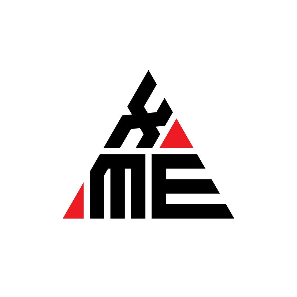 diseño de logotipo de letra triangular xme con forma de triángulo. monograma de diseño del logotipo del triángulo xme. plantilla de logotipo de vector de triángulo xme con color rojo. logotipo triangular xme logotipo simple, elegante y lujoso.