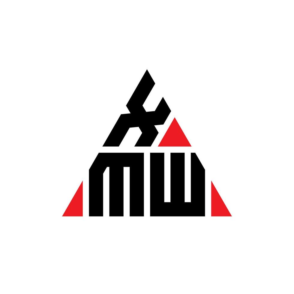 XMW triangle letter logo design with triangle shape. XMW triangle logo design monogram. XMW triangle vector logo template with red color. XMW triangular logo Simple, Elegant, and Luxurious Logo.