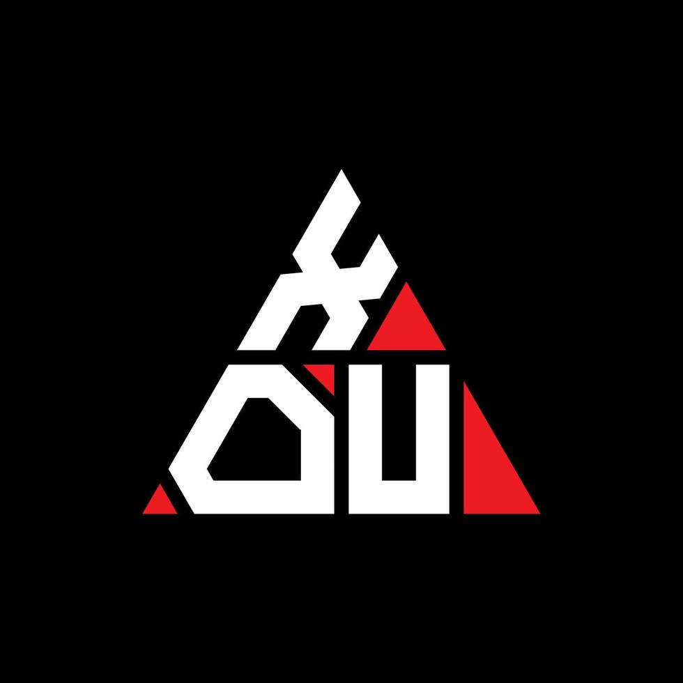 XOU triangle letter logo design with triangle shape. XOU triangle logo design monogram. XOU triangle vector logo template with red color. XOU triangular logo Simple, Elegant, and Luxurious Logo.