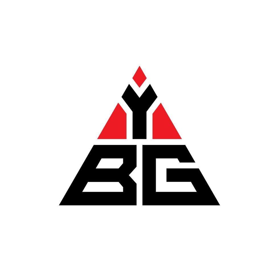 YBG triangle letter logo design with triangle shape. YBG triangle logo design monogram. YBG triangle vector logo template with red color. YBG triangular logo Simple, Elegant, and Luxurious Logo.