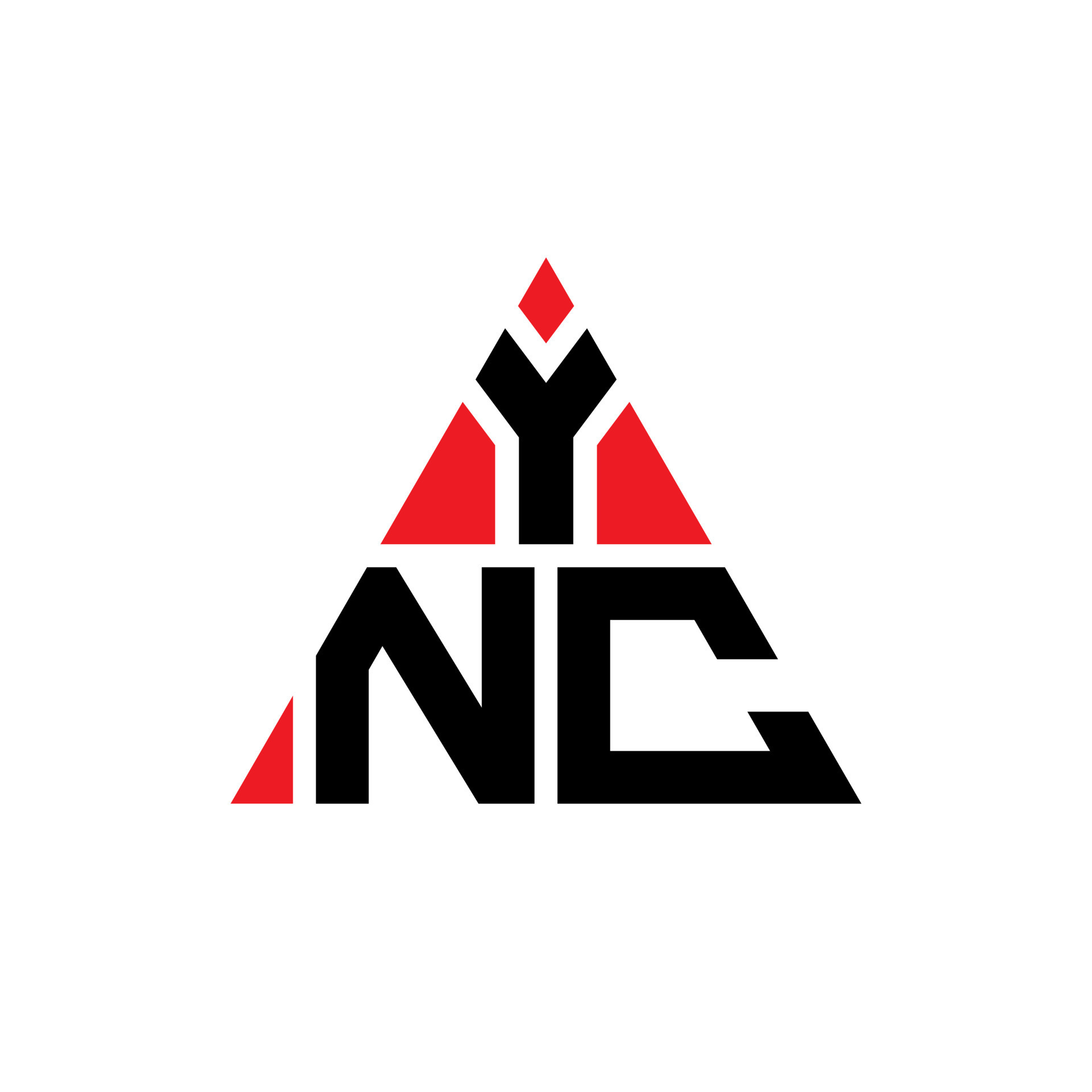 YNC triangle letter logo design with triangle shape. YNC triangle logo