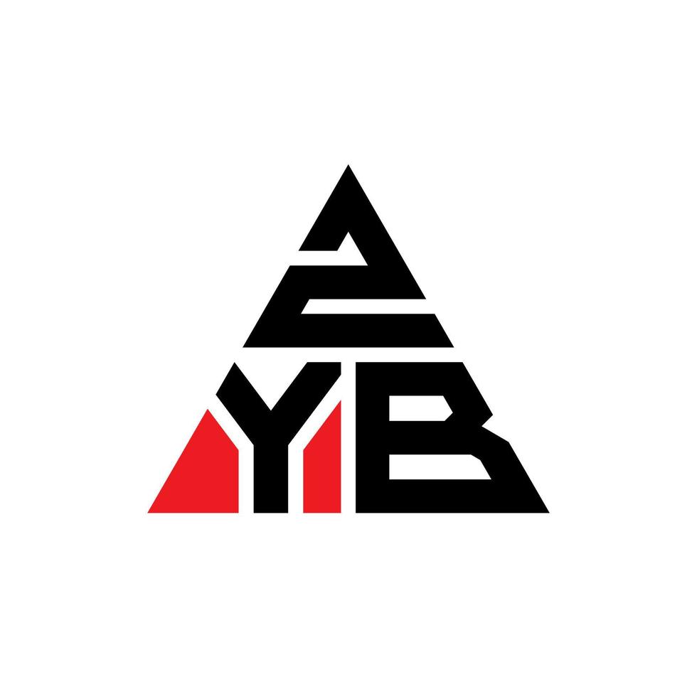 ZYB triangle letter logo design with triangle shape. ZYB triangle logo design monogram. ZYB triangle vector logo template with red color. ZYB triangular logo Simple, Elegant, and Luxurious Logo.