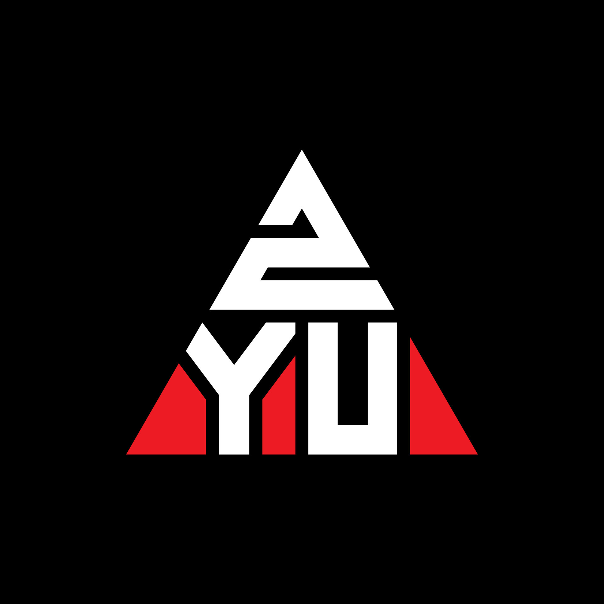 ZYU triangle letter logo design with triangle shape. ZYU triangle logo