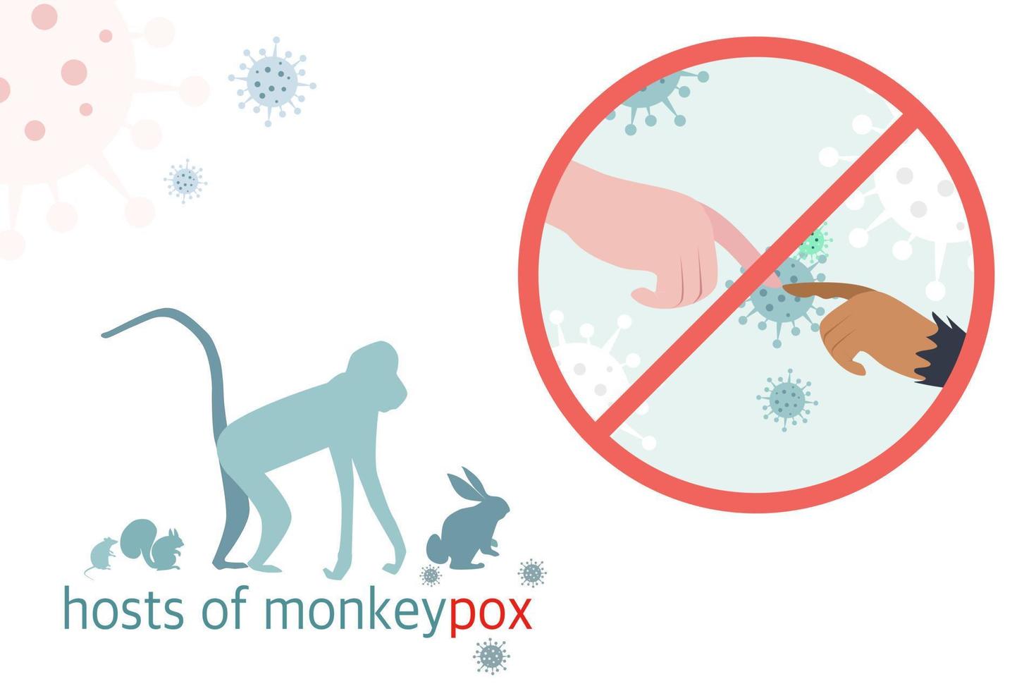 hosts of monkeypox concept, monkey including rodents such as rat squirrel and rabbit silhouette style,flat design,vector illustration. vector