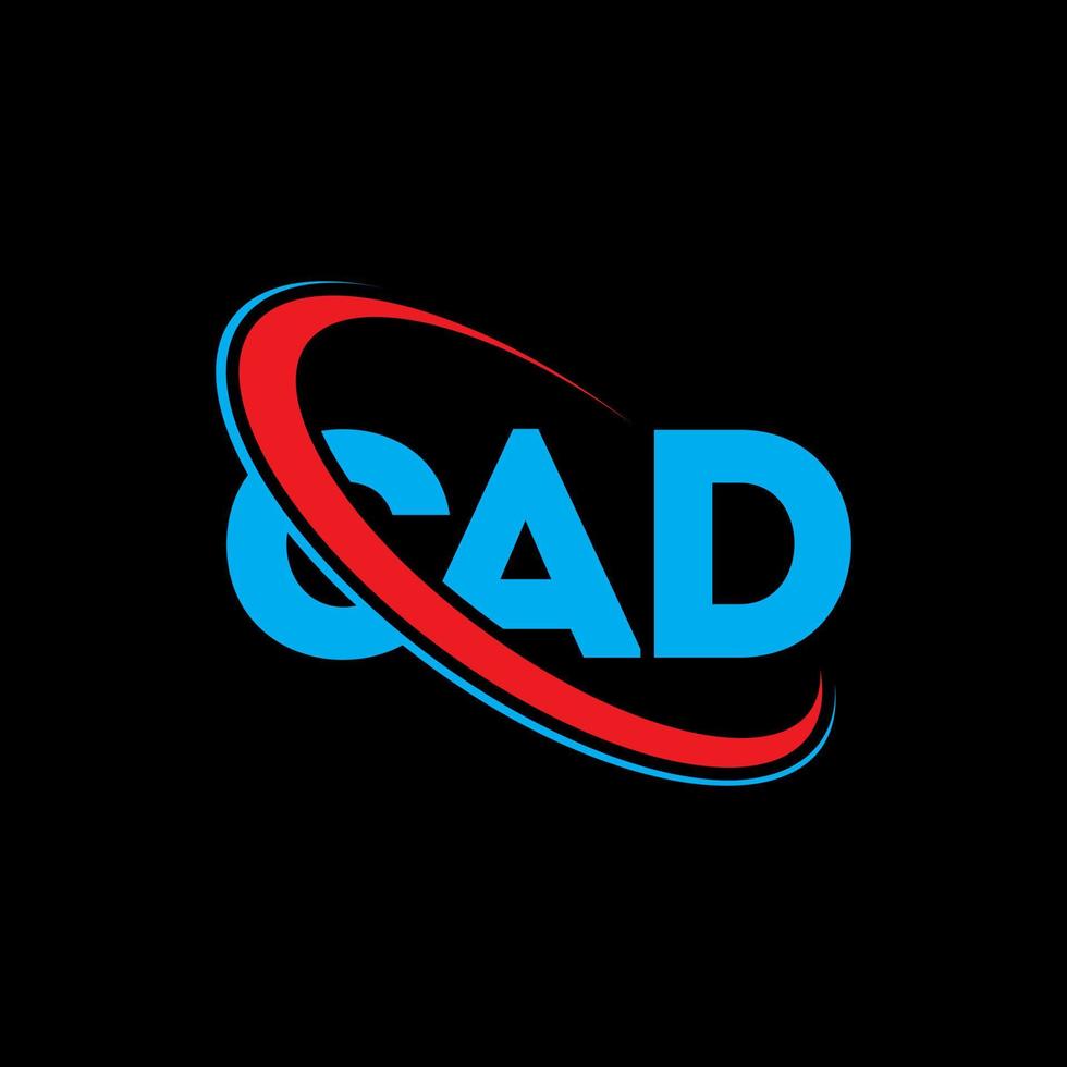 CAD logo. CAD letter. CAD letter logo design. Initials CAD logo linked with circle and uppercase monogram logo. CAD typography for technology, business and real estate brand. vector