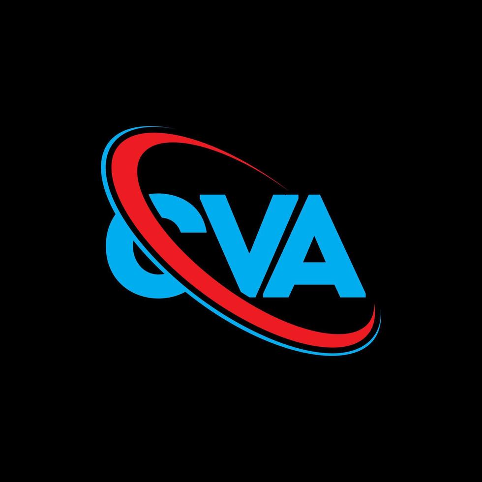 logotipo de cva. letra cva. diseño del logotipo de la letra cva. logotipo de las iniciales cva vinculado con un círculo y un logotipo de monograma en mayúsculas. tipografía cva para tecnología, negocios y marca inmobiliaria. vector