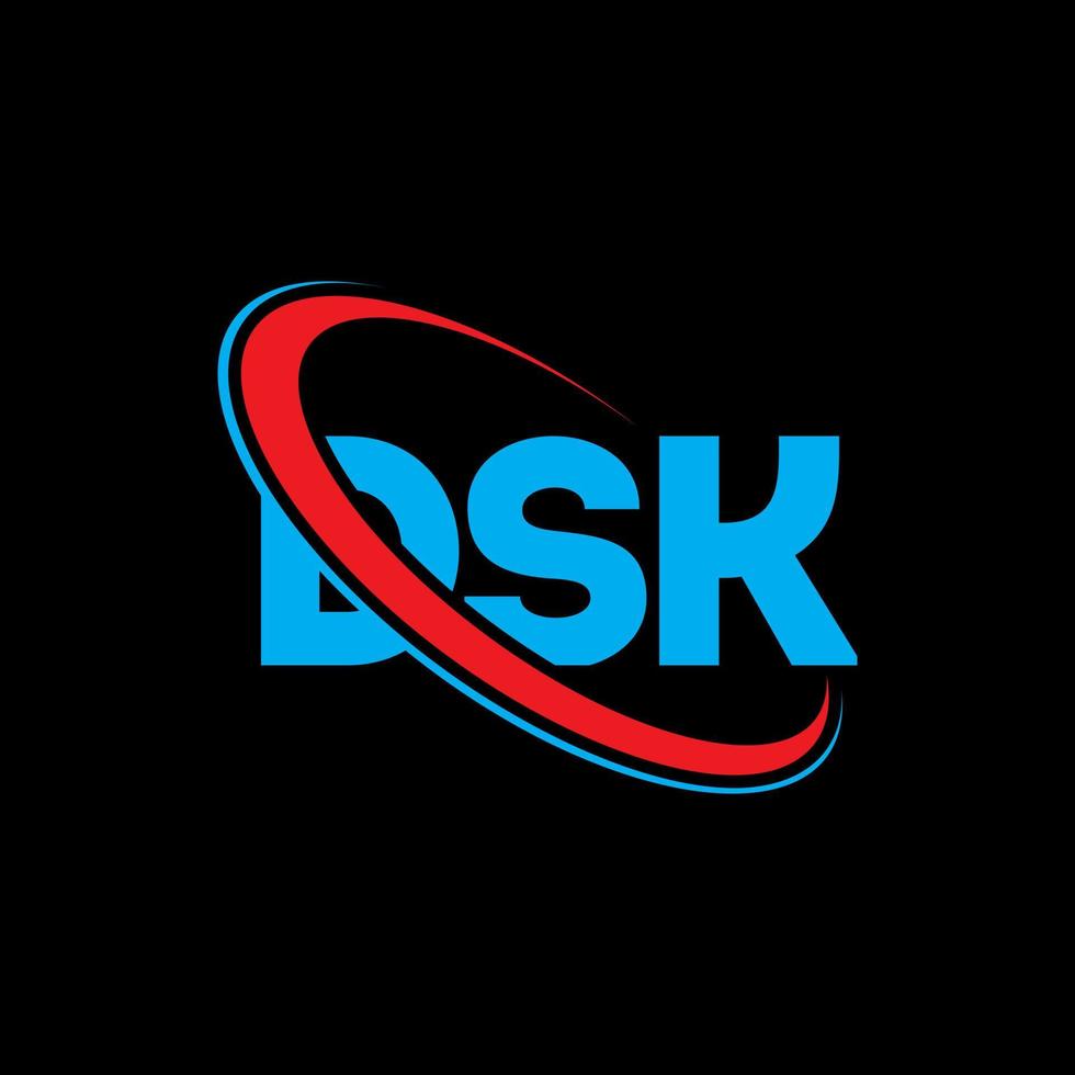 logotipo de dsk. letra dsk. diseño del logotipo de la letra dsk. iniciales del logotipo dsk vinculado con el círculo y el logotipo del monograma en mayúsculas. tipografía dsk para tecnología, negocios y marca inmobiliaria. vector