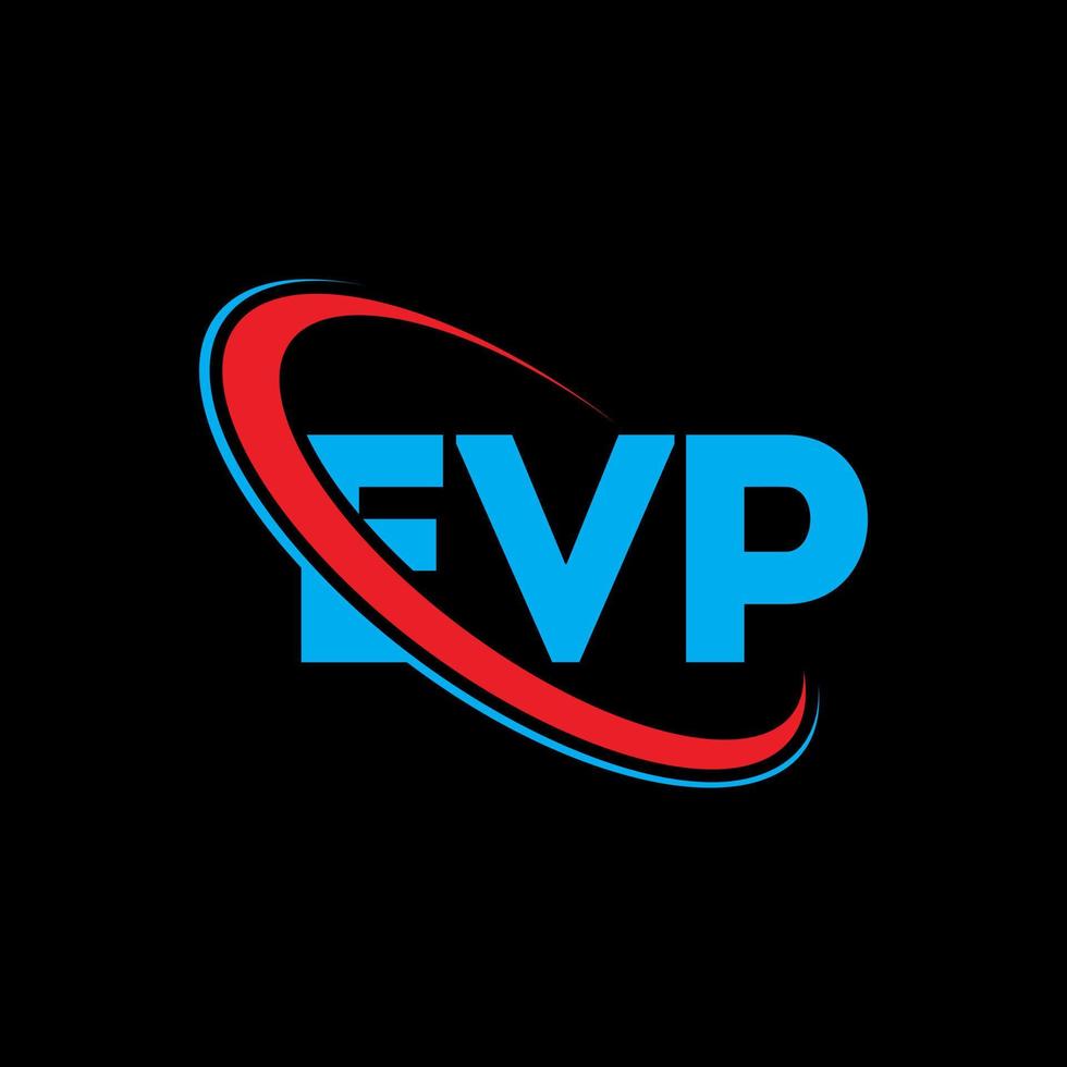 logotipo de ev. carta ev. diseño del logotipo de la letra evp. logotipo de iniciales evp vinculado con círculo y logotipo de monograma en mayúsculas. tipografía evp para tecnología, negocios y marca inmobiliaria. vector