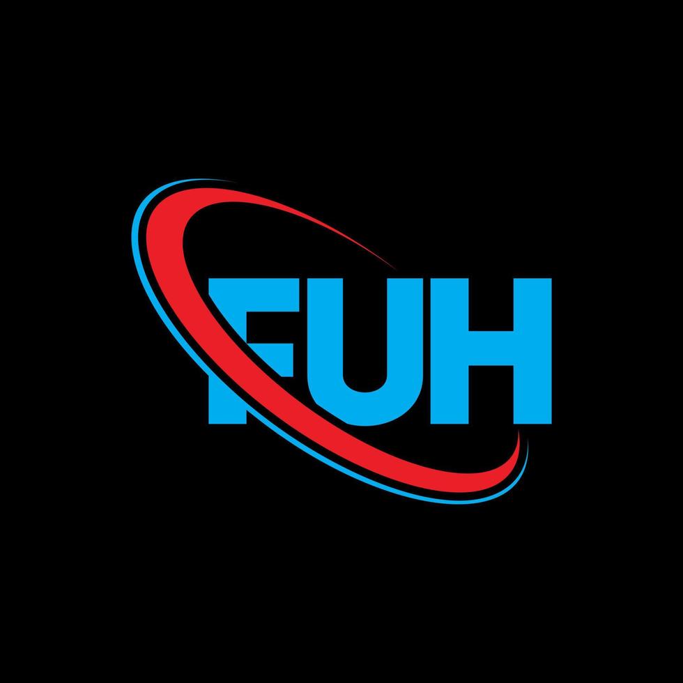 logotipo de fuh. fuh carta. diseño del logotipo de la letra fuh. logotipo de las iniciales fuh vinculado con el círculo y el logotipo del monograma en mayúsculas. tipografía fuh para tecnología, negocios y marca inmobiliaria. vector