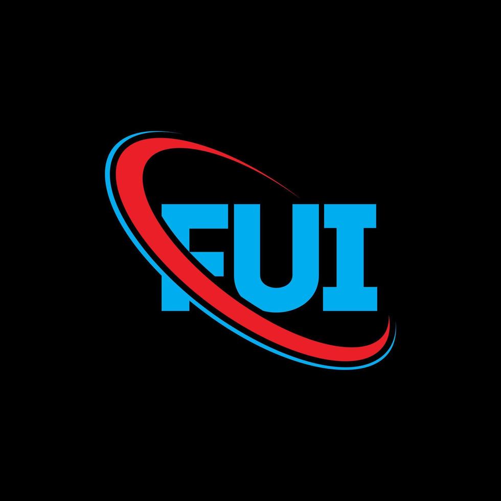 logotipo de fui. Fui carta. diseño del logotipo de la letra fui. logotipo de las iniciales fui vinculado con un círculo y un logotipo de monograma en mayúsculas. fui tipografía para tecnología, negocios y marca inmobiliaria. vector