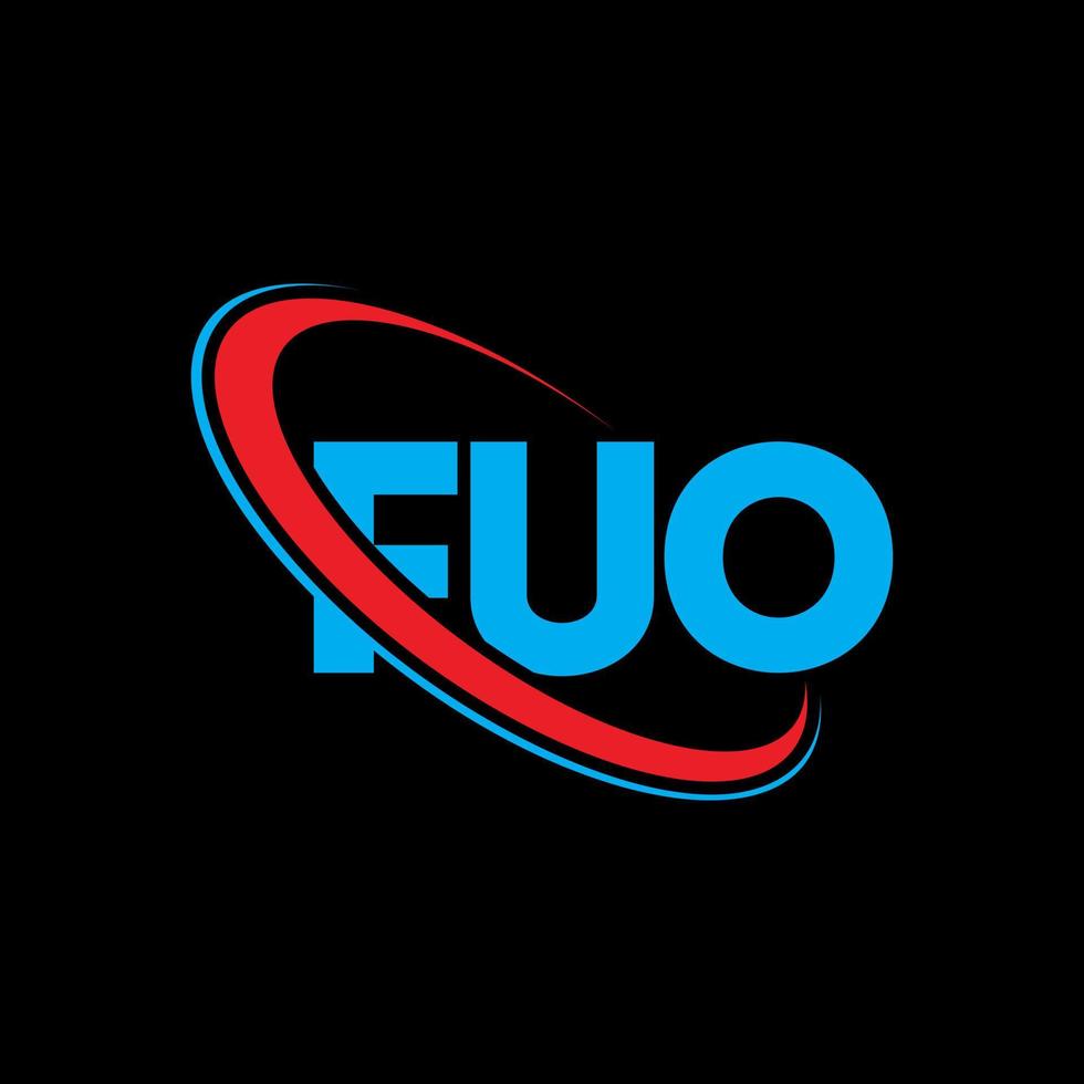 logotipo fuo. fuo carta. diseño del logotipo de la letra fuo. logotipo de iniciales fuo vinculado con círculo y logotipo de monograma en mayúsculas. tipografía fuo para tecnología, negocios y marca inmobiliaria. vector