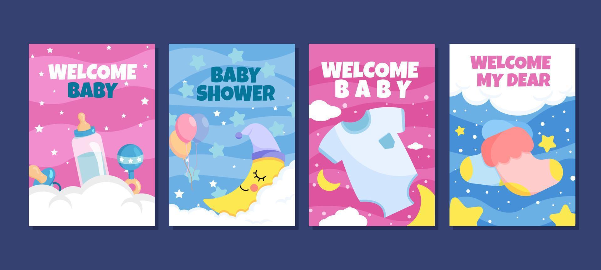 Born Day Cards Set vector